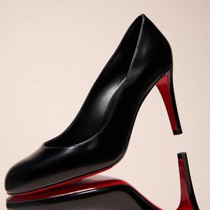 CHRISTIAN LOUBOUTIN  Pumppie Abrasivato Red Sole Calfskin Leather Pumps